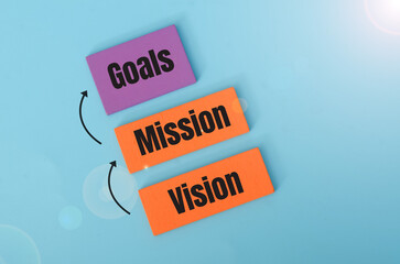 Strategic Planning Concept with Goals, Mission, and Vision Sticky Notes