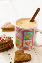 Homemade fresh eggnog with cookies