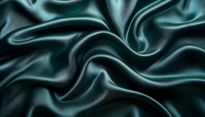 Fototapeta premium Luxurious Deep Emerald Green Silk Satin with Soft Waves Creating an Elegant and Rich Texture 