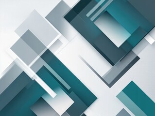 Dynamic Arrangement of Geometric Shapes in Teal and Gray Palette
