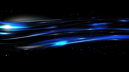 Obraz premium Dynamic blue light streaks flowing elegantly across a dark void