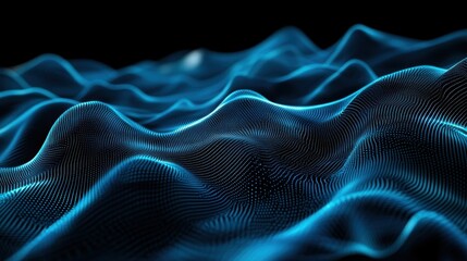 Obraz premium Dynamic Blue Particle Waveforms, Advanced Technology Visualisation