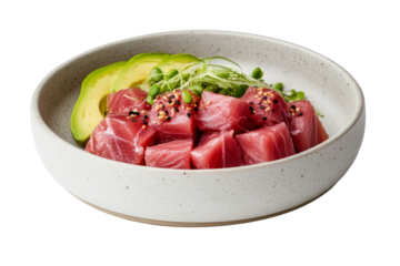 Fresh tuna salad with avocado and greens