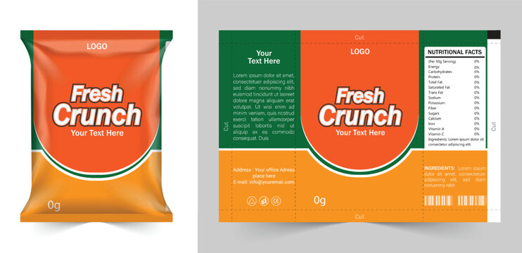 packaging design, Food packaging design, Chips logo and packet wrap label design editable vector file  elegant and corporate professional business chips packaging or chips label, Chips package design.