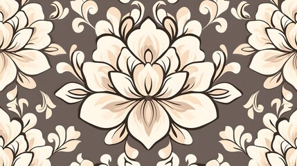 Fototapeta premium Elegant Floral Pattern Design with Soft Beige and Brown Background