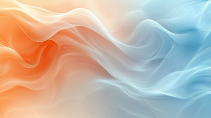 Fototapeta premium Abstract waves of orange and blue flowing smoothly, creating a serene and calming atmosphere