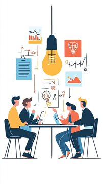 Colorful Business Meeting Illustration With Diverse People