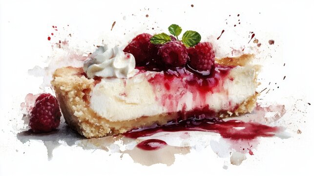 Eat an Eskimo Pie Day Raspberry cheesecake slice with whipped cream and mint leaf