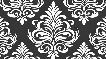 Elegant White Floral Pattern on Dark Background for Design Use