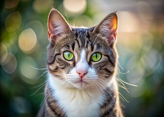 Adorable Grey Tabby and White Cat Candid Photo - Playful Kitten Poses