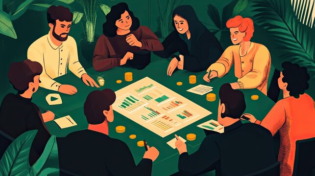 Group of People Playing a Board Game in a Tropical Setting