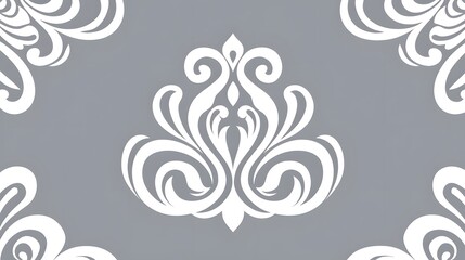 Elegant White Swirl Pattern on Subtle Gray Background Design