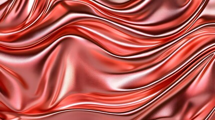 Fototapeta premium Shimmering Red Satin Fabric with Flowing Texture and Soft Waves