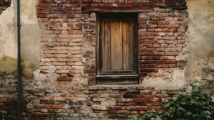 Brown brick wall with a rustic farmhouse design, slightly uneven bricks, generative ai