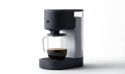 Abstract  Modern coffee maker isolated on white ,


