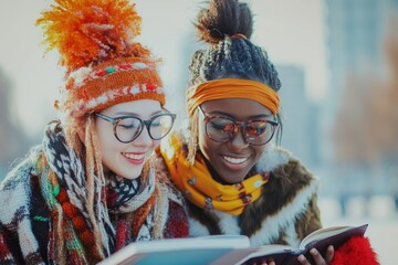 A foreign student practicing a new language with a local student tutor