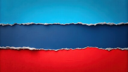 Torn Paper Background with Blue, Red, and Dark Blue Layers