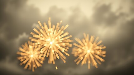 Vintage Gold and Green Fireworks Display with Elegant Sparkles