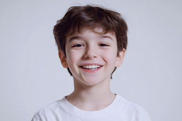 Portrait of a happy, smiling boy isolated on white background