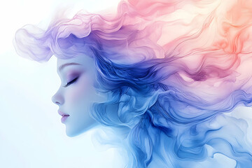 Abstract woman with flowing ethereal hair.  Possible use Digital art, beauty, fashion ad