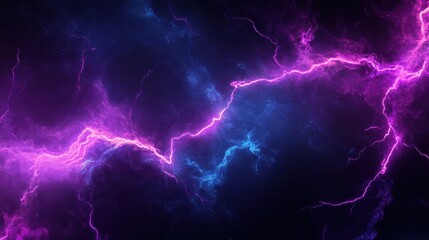 Electric Violet Discharge Striking across a Deep Azure Void