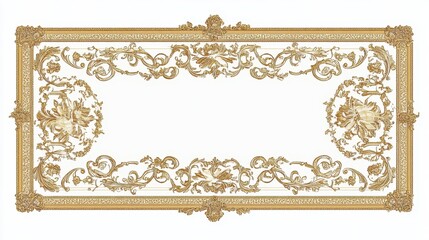 Elegant Baroque Golden Frame with Intricate Floral Ornaments Design
