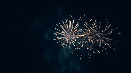 Vintage Gold and Green Fireworks Display with Elegant Sparkles