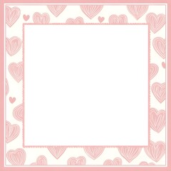 Pink Hearts Frame Template for Valentine's Day