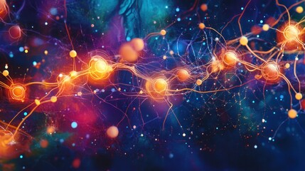 Fototapeta premium Abstract vibrant neural network, glowing nodes and connections.