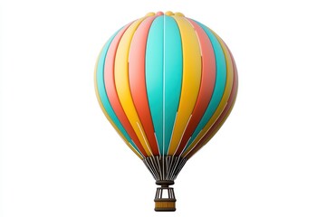 Fototapeta premium 3D hot air balloon design, colorful and vibrant symbol for leisure travel on white background.
