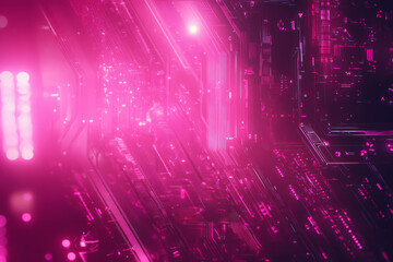 Obraz premium Futuristic pink abstract background with glowing neon lights, smooth gradients, and a cyberpunk-inspired aesthetic.