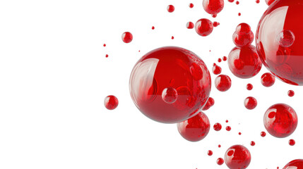 Red spheres floating on transparent background: 3d render