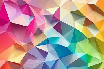 Obraz premium Geometric prism pattern, with bright multicolored triangles forming a striking, dynamic background.