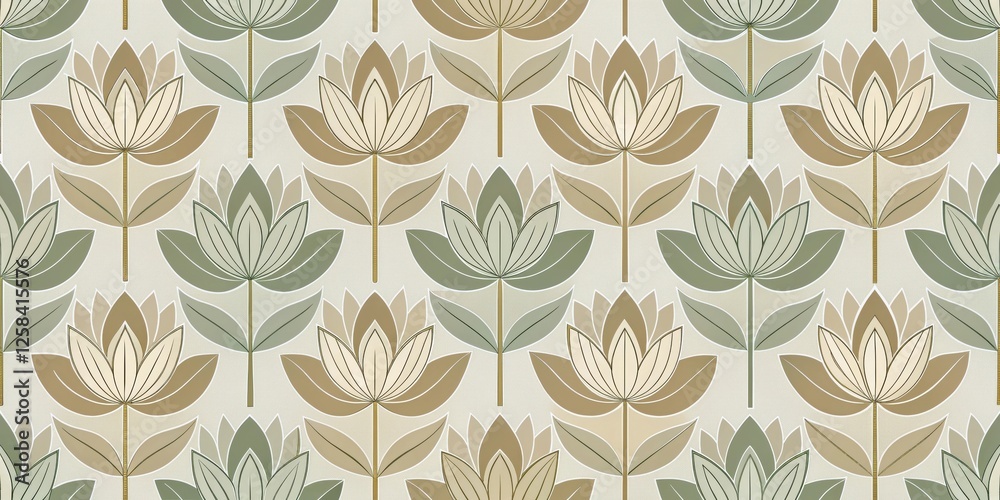 Poster elegant stylized floral pattern with muted earth tones and a repeating design ideal for textile, wal