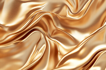 Fototapeta premium Golden foil crinkles, with light shimmering off the rich metallic textures, forming an abstract luxury background.
