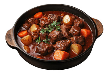 Warm beef stew with carrots and potatoes