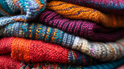 Fototapeta premium Textures of woven fabric, corduroy and knit. Vector cartoon set of seamless patterns with textile weave, velvet and knitting material. Fiber weaving, velveteen and knitwear texture