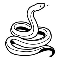 Fototapeta premium A coiled snake one line drawing on white isolated background ,Vector illustration,Icon