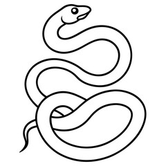 Fototapeta premium A coiled snake one line drawing on white isolated background ,Vector illustration,Icon