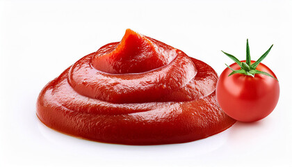 fresh organic pureed tomatoes isolated on a white background organic tomatoes tomato sauce tomato sauce isolated into white background tomato sauce © Leda