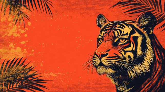 World wildlife day conservation poster design with majestic tiger illustration