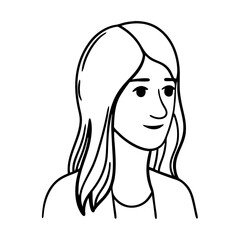 Woman face one line drawing on white isolated background ,Vector illustration,Icon