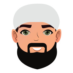 Muslim man face on white background