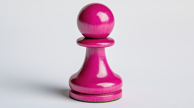 A vibrant pink chess pawn stands prominently against a light background, showcasing its glossy finish and unique design.