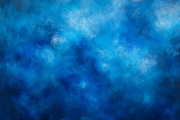 Textured cloudy sky in rich blue hues, soft fluffy clouds against a vibrant background.