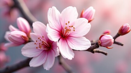 Japanese Sakura Pink Cherry Blossom in Spring