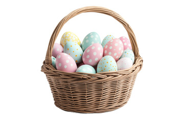 Colorful Easter eggs in a decorative basket