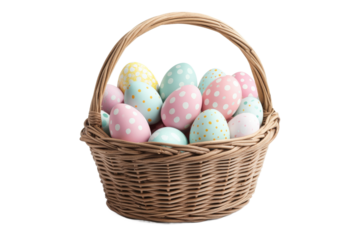 Colorful Easter eggs in a decorative basket