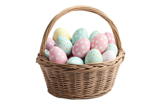Colorful Easter eggs in a decorative basket - Powered by Adobe