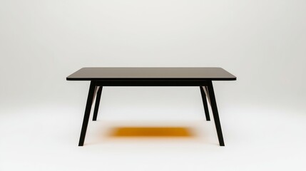 Fototapeta premium Black Rectangular Table with Minimalist Design on White Background